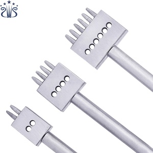 3pcs/set 4mm Pitch 2/4/6 Prong <strong>Leather</strong> Punching <strong>Hole</strong> Tools Row <strong>Punch</strong> Leathercraft Spacing <strong>Hole</strong> Craft Round Row <strong>Hole</strong> <strong>Punch</strong> - Product Image 5