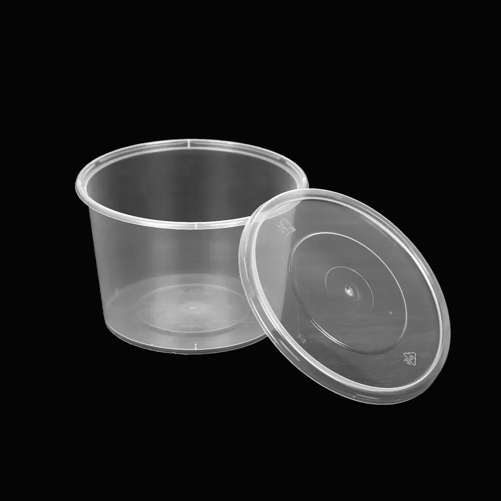Recipiente redondo transparente de plástico para alimentos, à prova de vazamento/temperatura, recipiente/caixa/embalagem com tampa para alimentos/sopa