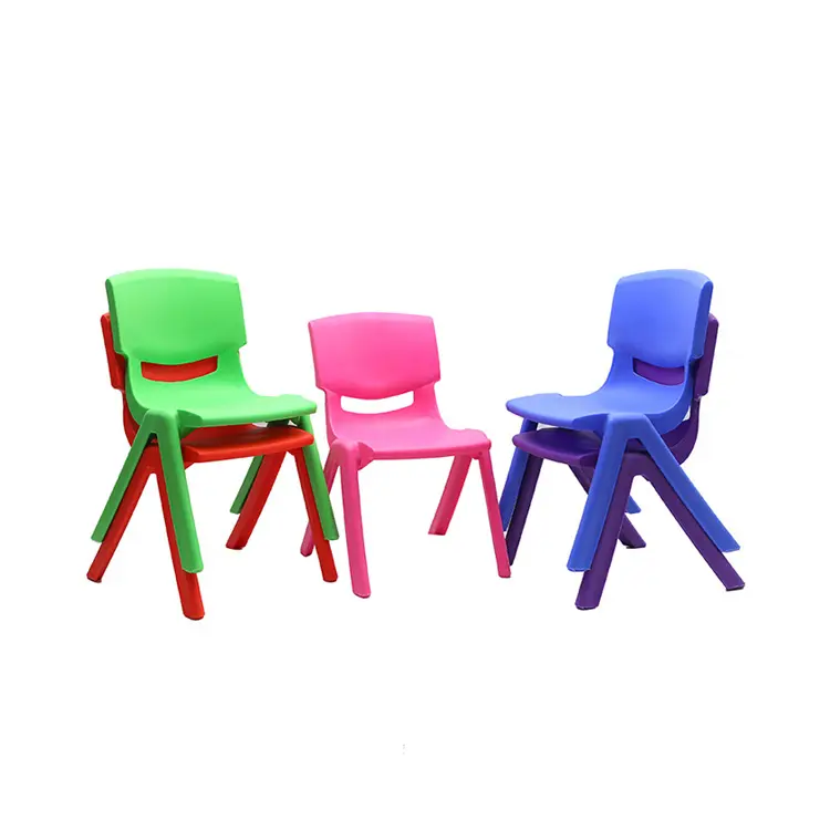 Juego de 6 sillas de plástico para niños para niños apilables de colores para interiores y exteriores 