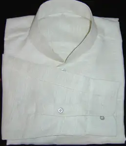 Camisa casual de lino con cuello chino blanco para hombre