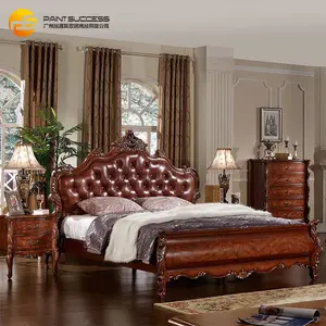 Hot Selling Luxury Modern Style Mahogany Rococo Romantic Bedroom King Size Set Furniture Sets