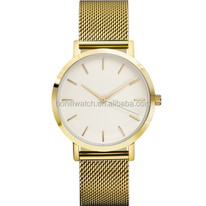 reloj de oro hombres calientes de la venta <span class=keywords><strong>del</strong></span> asunto reloj de hombre con <span class=keywords><strong>el</strong></span> oro plateado banda de malla - Product Image 1