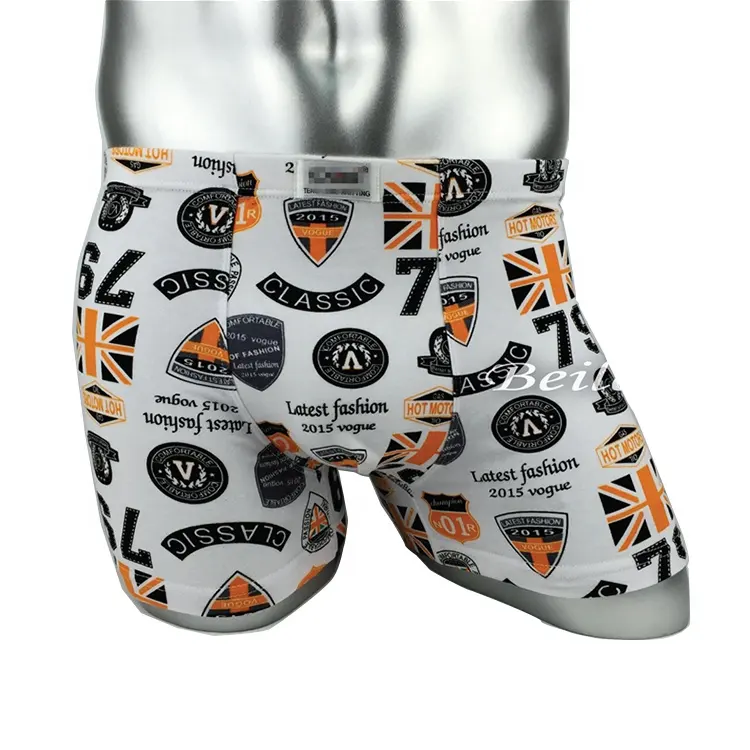 Lycra Cotton Custom Printed Boxershorts für Männer Abzeichen Bedruckte Boxer & Slips Spandex / Cotton Mix Farbe Gestrickt Erwachsene