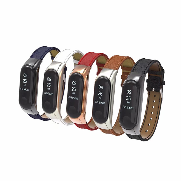 Новинка 2018, ремешок из натуральной кожи с зернистой текстурой личи для Xiaomi Miband 3, ремешок для смарт-браслета Mi band 3