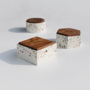 Cheap Price Bulk Gift Box Packing <strong>Concrete</strong> <strong>Candle</strong> <strong>Holder</strong> / Matte Black Empty Decorating <strong>Candles</strong> Jar with Lids - Product Image 3