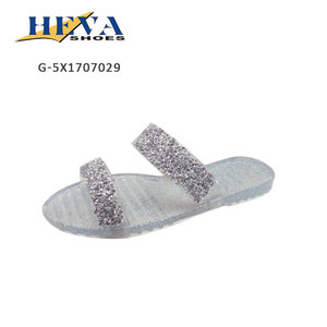Sandali in gelatina a due cinturini moda <span class=keywords><strong>donna</strong></span> sandali piatti con strass punta aperta <span class=keywords><strong>Glitter</strong></span> - Product Image 3