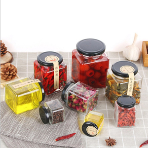 Conteneur de stockage carré pour <span class=keywords><strong>maison</strong></span> Bouteilles vides Bouteilles de sauce en conserve Miel givré Épice <span class=keywords><strong>Cornichon</strong></span> Confiture <span class=keywords><strong>Bocal</strong></span> maçon en verre avec couvercle - Product Image 1