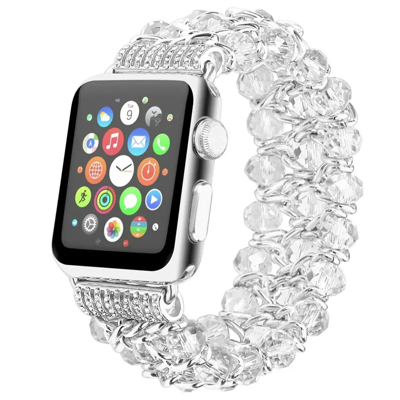 Correa de reloj para Apple Watch, pulsera de piedras preciosas con cuentas, Series 4/5/6, con diamantes de imitación