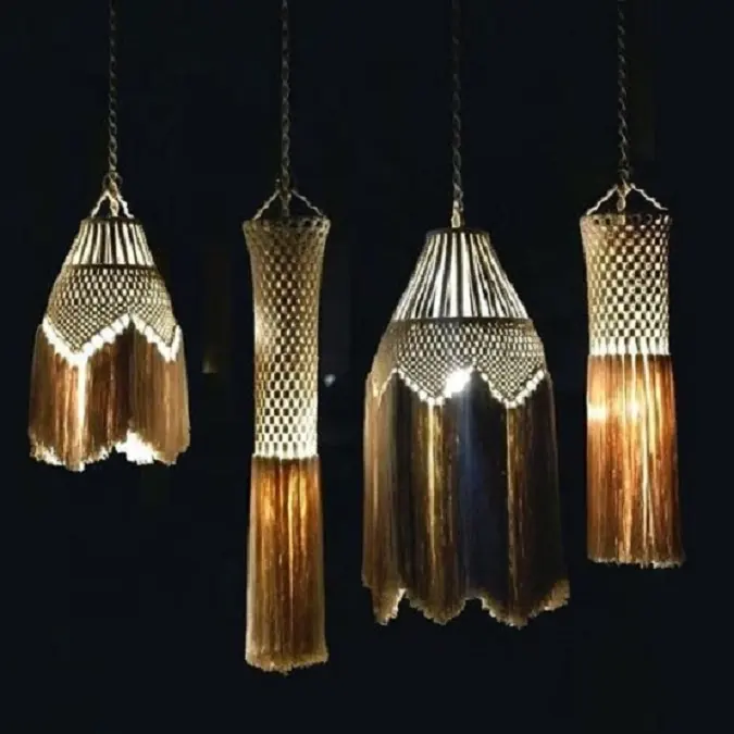 Beautiful Macrame lampshade Chandelier || Handmade from India || Casa Decor