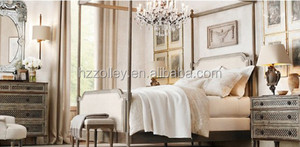 Letto con testata stile antico in legno queen king size letto matrimoniale all'ingrosso - Product Image 2