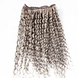 3 Bundles Brazilian Human Hair Kinky Curly Gray Hair Weave Gray Human Hair