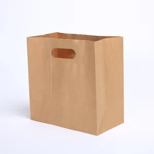 Yeni ücretsiz örnek 130g die cut kraft kağıt torba gıda teslimat çantası logo baskılı