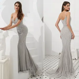 Ruolai ASA60720 Luxe Kralen Spaghetti Strap Sweetheart Avondjurk Mermaid Avondjurk Vrouwen Robe De Soiree