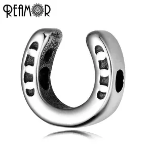 REAMOR 2mm 316L Stainless steel Horseshoe Lucky Beads Charms Spacer Beads for Beaded Bracelet Jewelry Making DIY Accessories