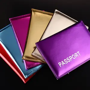 Women Shiny PU Leather Passport Cover Travel Passport Holder General Girls Passport Case Protective