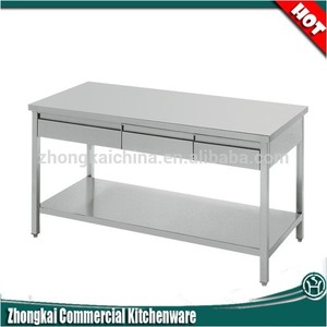 fabricante 2 capas de acero inoxidable <span class=keywords><strong>restaurante</strong></span> mesa de trabajo con <span class=keywords><strong>los</strong></span> cajones sin peto - Product Image 2