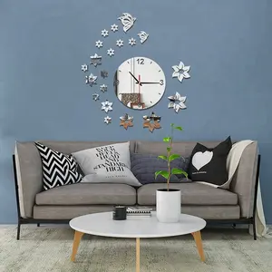 diy modern design home decor wall clock Living Room big acrylic mirror stickers clock 3d real big wall clock