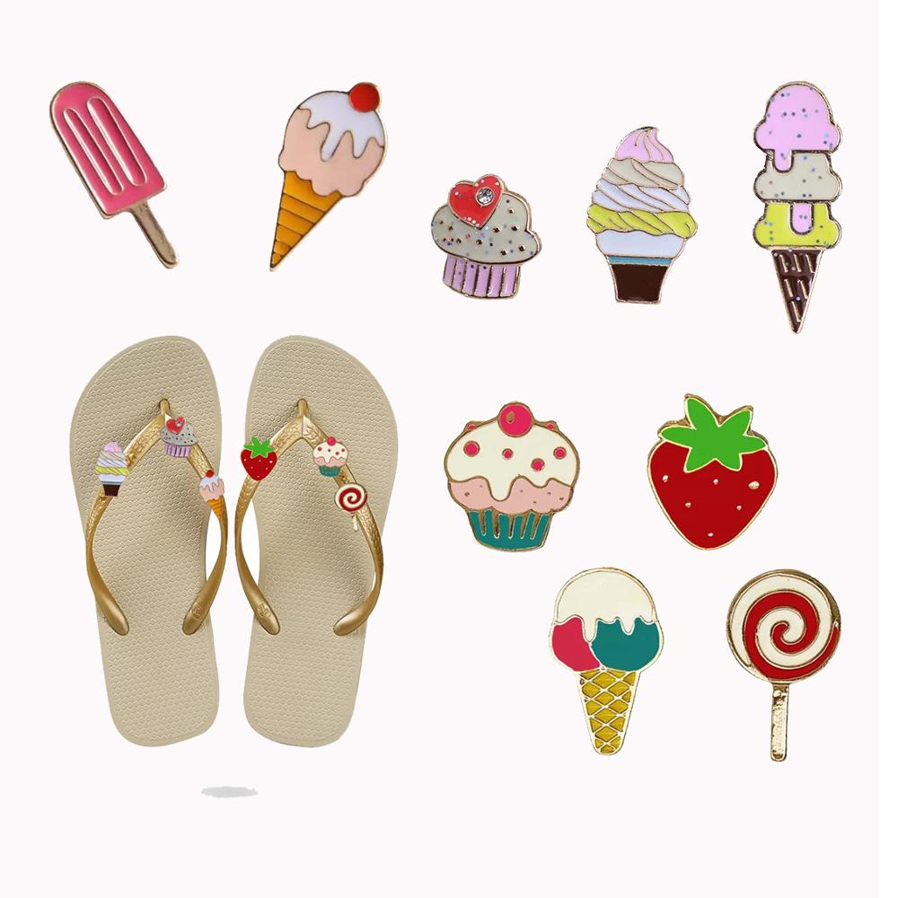 Новинка 2019, красочные шлепанцы для мороженого, подвески, конфеты, аксессуары для обуви, подвеска для кексов, суши