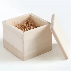 Оптом французская квадратная сосновая древисина Caddy подарочной коробке магнит шарф упаковочные коробки деревянный ящик для хранения упаковки с магнитной крышкой