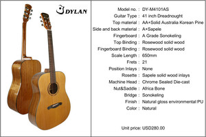 Chitarra Acustica Artigianale di Colore Naturale, Produzione Cinese - Product Image 6