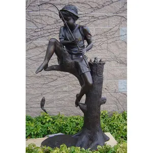 Scultura da <span class=keywords><strong>Giardino</strong></span> Moderna in Bronzo Statua di Ragazzo Pescatore - Product Image 1