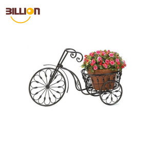Black Bike Flower Plant Pot Decorative Bicycle Wrought Iron Patio Planters For Home Garden