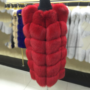Haute Qualité Hiver 75 cm <span class=keywords><strong>Long</strong></span> Grand Épais <span class=keywords><strong>Noir</strong></span> Réel Fourrure De Renard <span class=keywords><strong>Gilet</strong></span> <span class=keywords><strong>Gilet</strong></span> pour les Femmes - Product Image 3
