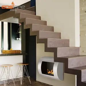 Chimenea de estilo moderno, mantel esquinero de etanol, contemporáneo