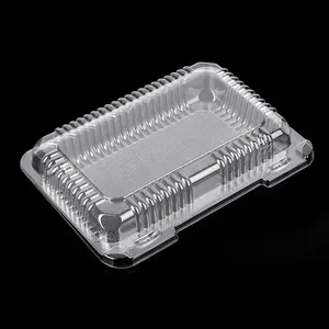 Wholesale Clear Disposable Rectangle PET Plastic Clamshell/Hinged Food/Cake Packaging Containers