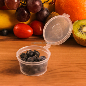 1-2OZ Hinged Disposable Plastic Sauce Container with Lid