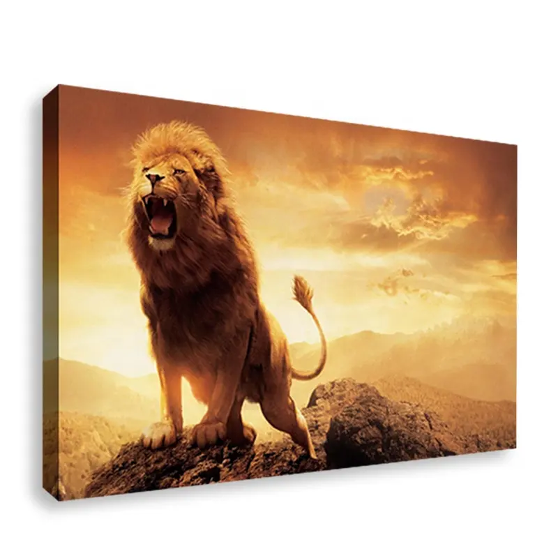 Peinture sur toile avec imprimé numérique de Lion sauvage, grande taille, Art