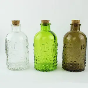 240 ml Gesneden Glas Bloem Vaas met Kurk voor Home Decoratie