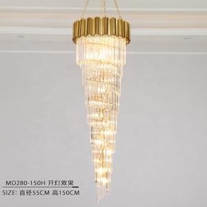 Di lusso Appesa Scala Luce Del Pendente Personalizzato Oro Lampadario di Cristallo Fantasia Casa E Hotel di Illuminazione Della Decorazione - Product Image 3