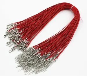 DIY colorful cheap wax cotton cord necklace Chain Lobster Clasp Rope Waxed Leather Lanyard Pendant Cords necklace