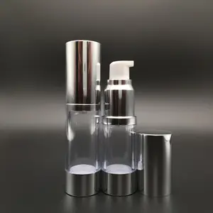 Nieuwe Collectie Ronde Shiny Silver Airless Lotion Cosmetische Verpakking Container