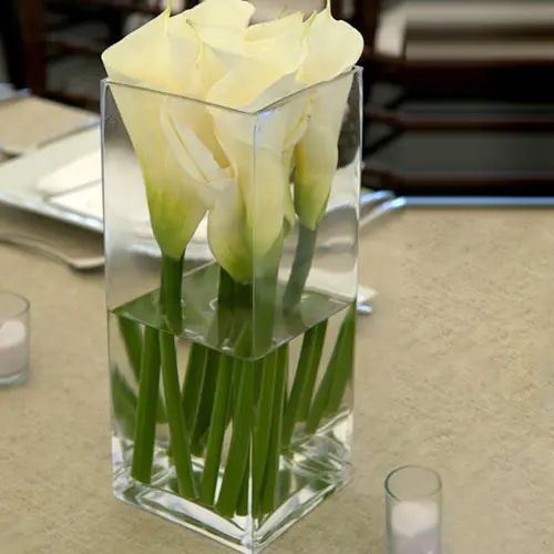 Tall kare cam vazo için otel yemek masasında için clear cam vazo çiçek düzenleme, düğün masa dekorasyon favor centerpiece