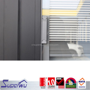 Puerta Plegable de Vidrio y Aluminio de Interior para Uso Comercial, Diseño Moderno con Persianas y Rejillas Insertadas, Conforme al Estándar NFRC de Canadá - Product Image 3