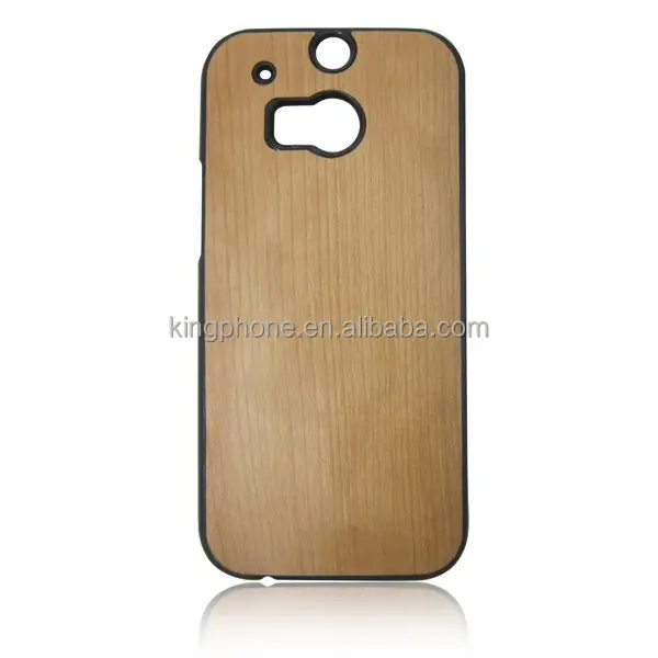 Para HTC M8 PC de madera, teléfono móvil negro PC cubierta de madera para HTC M8