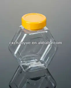 带食品级/无 BPA 的六角塑料瓶蜂蜜