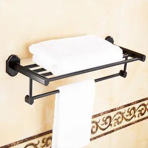 Fapully bagno accessori per il bagno barra di tovagliolo, asciugamano, Nero da bagno in alluminio Spazio triple asciugamano cremagliera