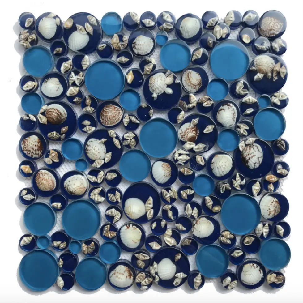 Ucuz siyah renk mavi cam mozaik karo zemin cam mozaik fayans yüzme havuzu mutfak ve banyo duvar karosu için