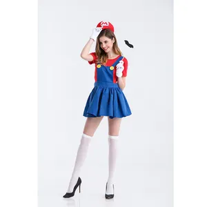 Gaun Pesta Karnaval Mewah Permainan Peran Paly Dewasa Wanita Gaun Super Mario Kostum untuk Cosplay