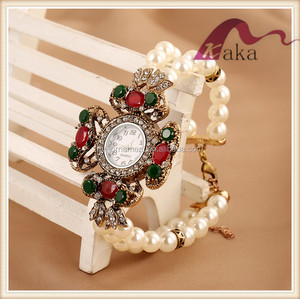 Date main femmes fleur forme bracelet colock attched rose or multcolor cristal bracelet belle perle pour les femmes - Product Image 4
