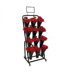अच्छी गुणवत्ता 12 pcs बाल्टी संयंत्र दुकान रैक धातु फूल प्रदर्शन खड़े रैक