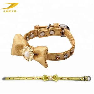 Hete Verkoop Groothandel Diamanten Vlinderdas Hoge Kwaliteit Leren Hondenhalsband - Product Image 1