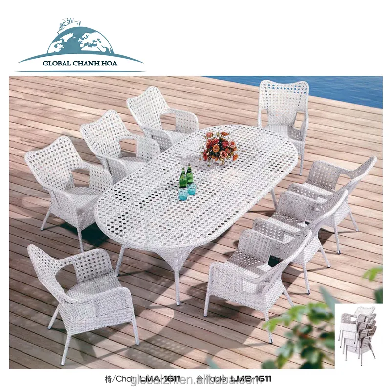 Restaurant Zits Franse Outdoor/Home Meubels Rieten Eettafels En Stoelen Tuin Plastic Rotan Meubelen