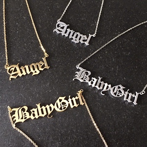 Sophisticated angel word necklace of 