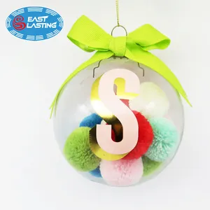 Custom Unique Design Pompom Ball Filled Painting Christmas Decoration Oem Glass Bauble Ball