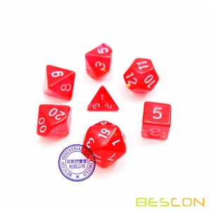 Bescon מיני שקוף RPG Polyhedral קוביות סט 10 מ"מ, תפקיד RPG משחק קוביות סט משחק קטן D4-D20 בצינור, אדום שקוף - Product Image 2
