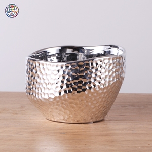 Maceta <span class=keywords><strong>de</strong></span> Cerámica Plateada Rústica para Exteriores, Diseño Resistente a Insectos, Canasta para Flores, Maceta para Jardín - Product Image 4
